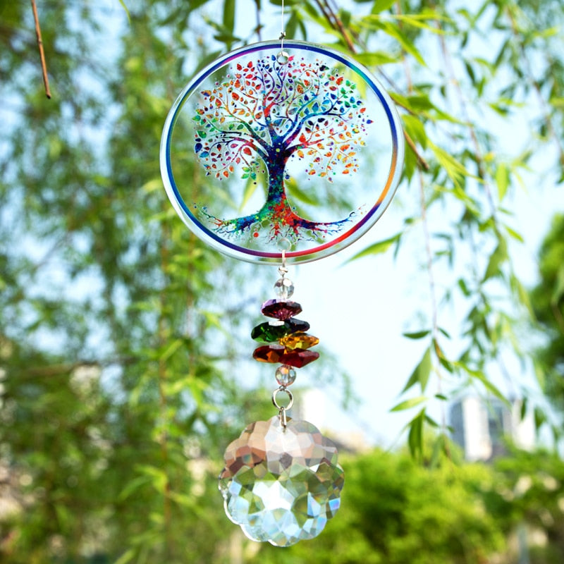 Tree of Life Suncatcher -Handmade Crystal Mandala Prism