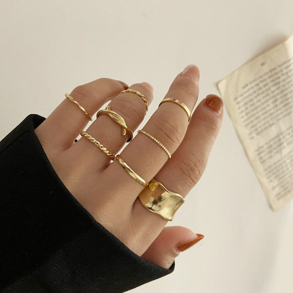 Conjunto de anillos de joyería punk de moda