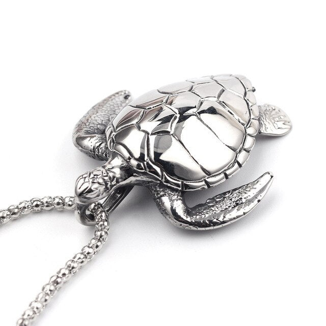 Fashion Titanium Stainless Steel Sea Turtle Necklace Pendant