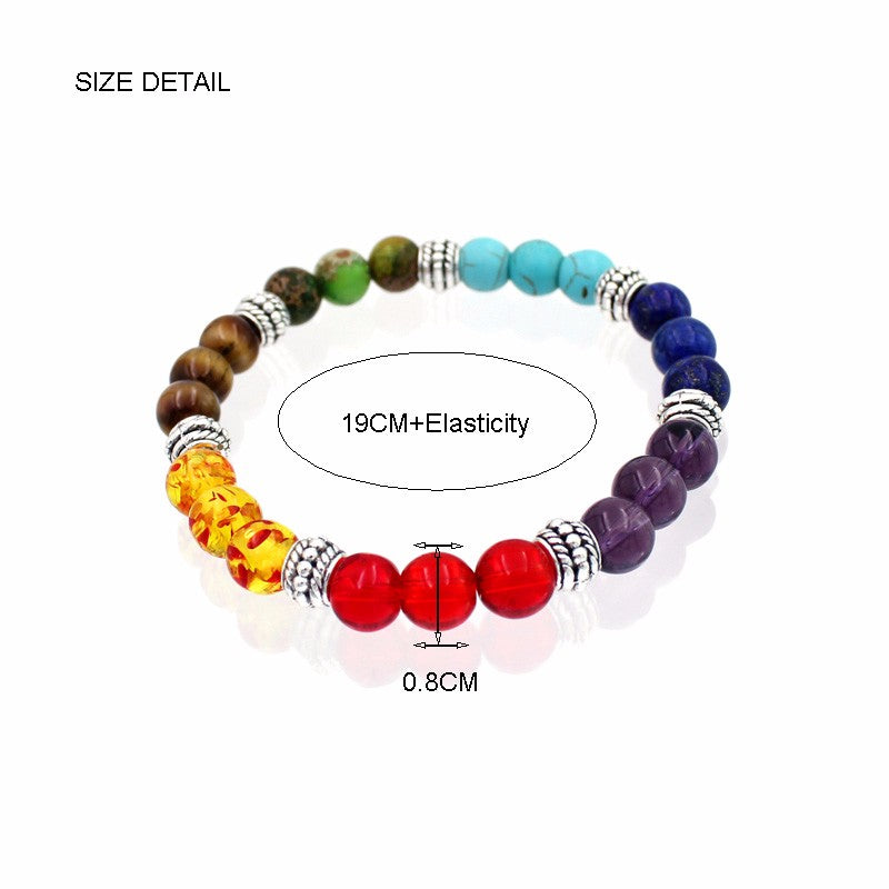 7 Chakra  Natural Lava Stone Tiger Eye Beads Bracelet