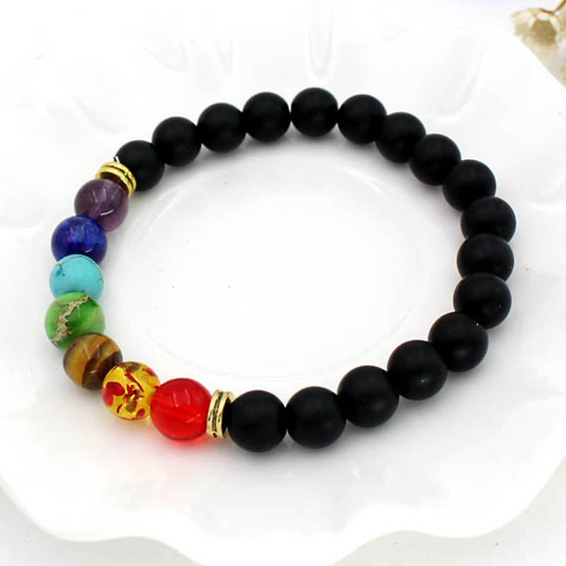 7 Chakra  Natural Lava Stone Tiger Eye Beads Bracelet