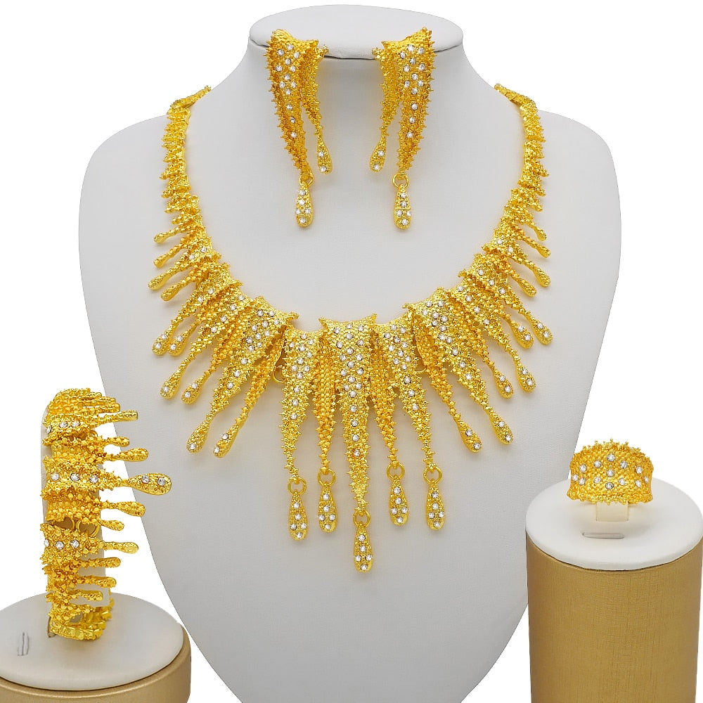 African bridal wedding gifts party Bracelet round Necklace earrings ring sets
