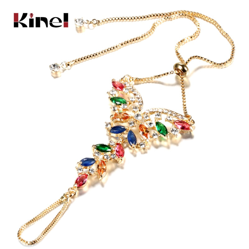 Luxury Fashion Gold Plating Colorful Zircon Bracelet For Women