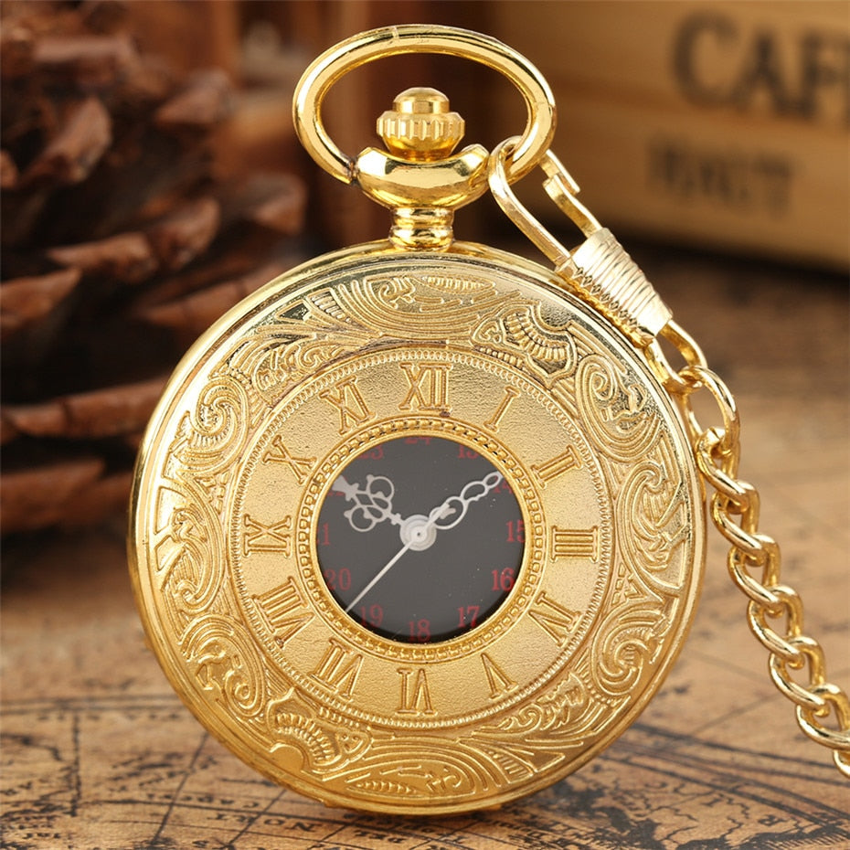 Antique Retro Roman Numeral Display Quartz Pocket Watch