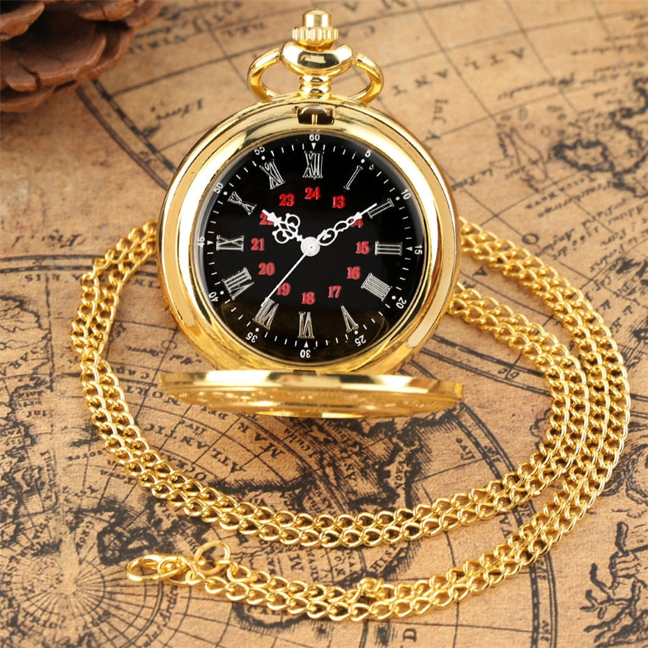 Antique Retro Roman Numeral Display Quartz Pocket Watch