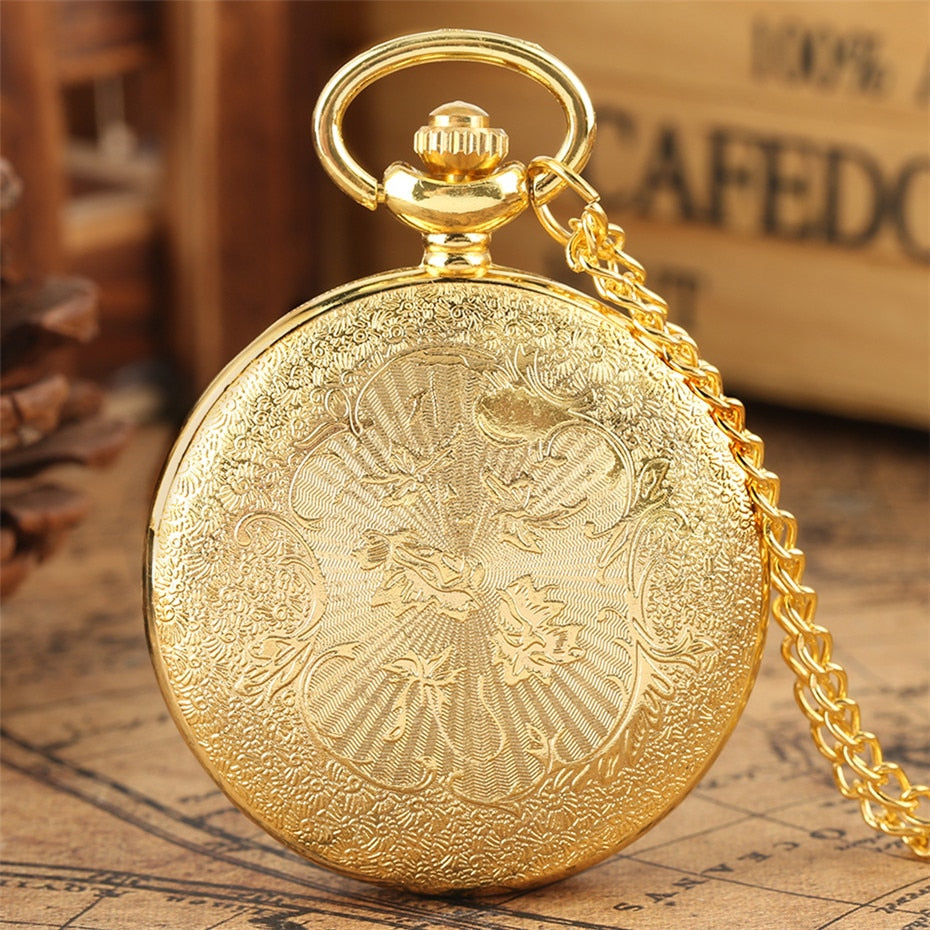 Antique Retro Roman Numeral Display Quartz Pocket Watch