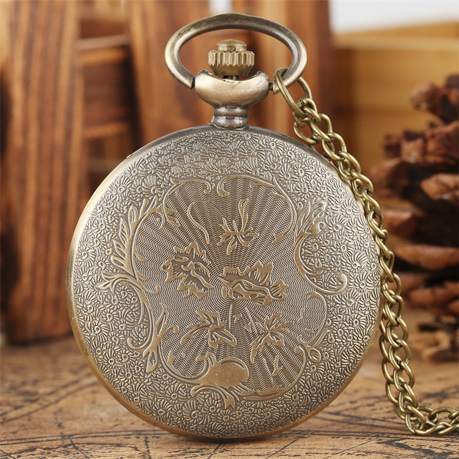 Antique Retro Roman Numeral Display Quartz Pocket Watch