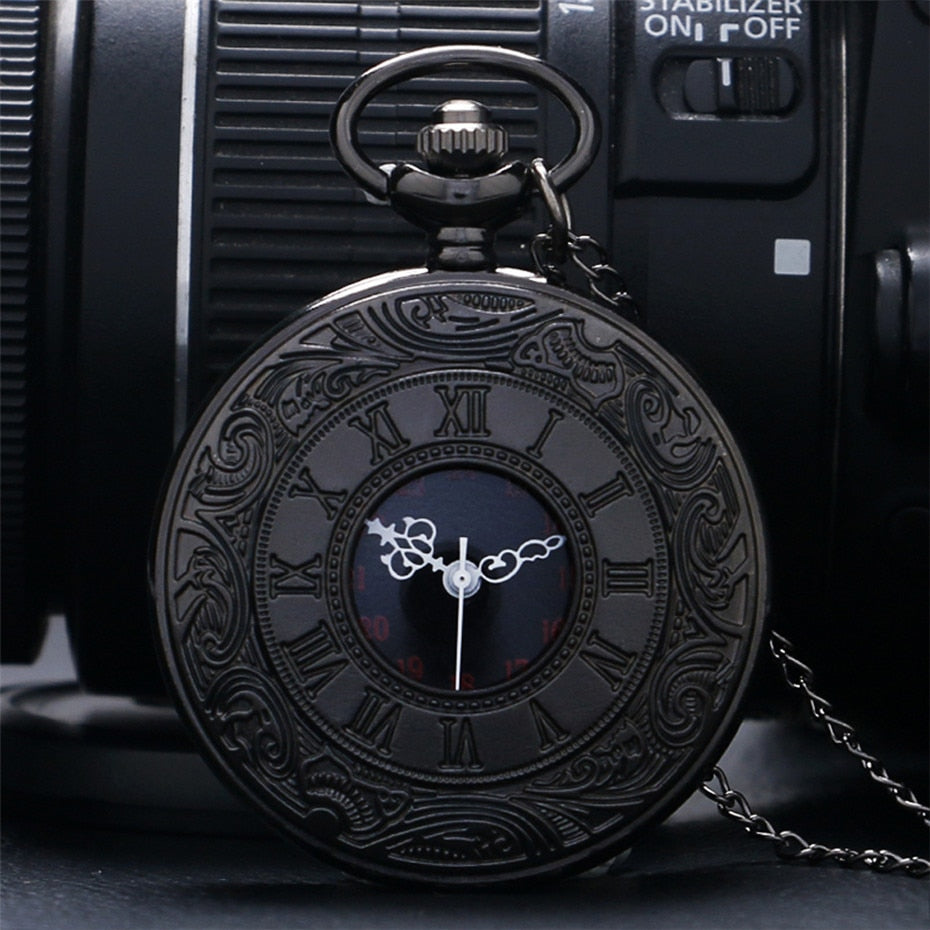 Antique Retro Roman Numeral Display Quartz Pocket Watch