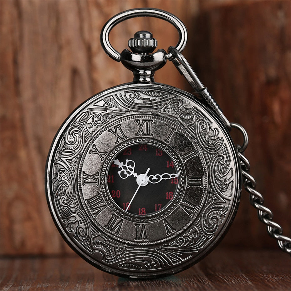 Antique Retro Roman Numeral Display Quartz Pocket Watch