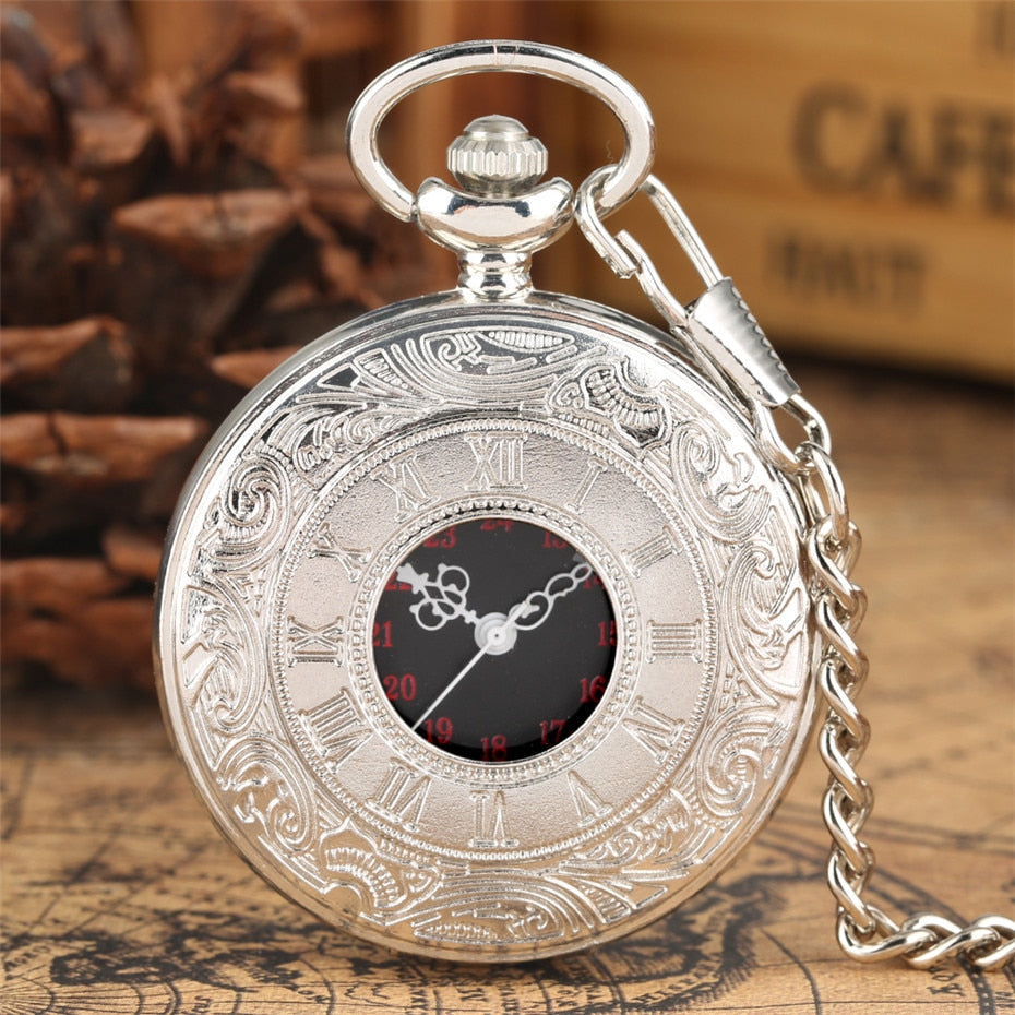 Antique Retro Roman Numeral Display Quartz Pocket Watch