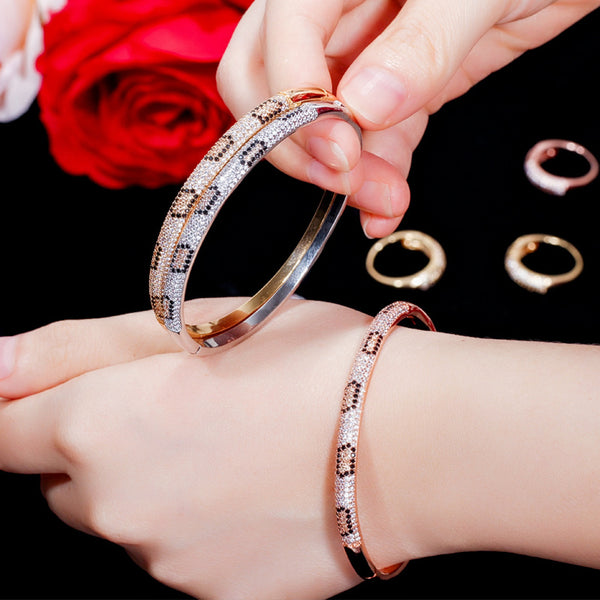 Big Open Cuff Shape Full Sparkling AAA + Cubic Zirconia Charm Bangle