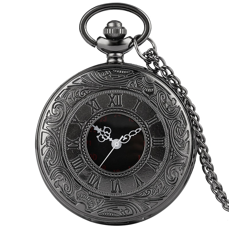 Vintage Bronze Roman Number Necklace Quartz Pocket Watch