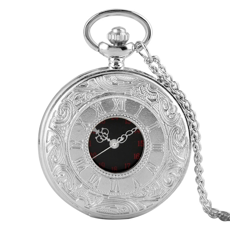 Vintage Bronze Roman Number Necklace Quartz Pocket Watch