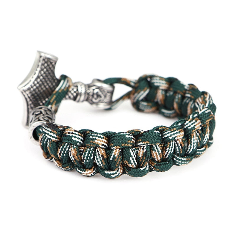 Men Thor Mjolnir Hammer Lanyard Rope Wrap Bracelet