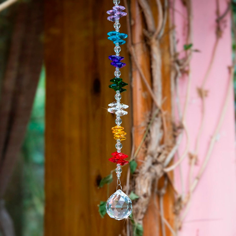 Window Hanging Crystal Ball Prism Suncatcher Chakra Beads Pendant