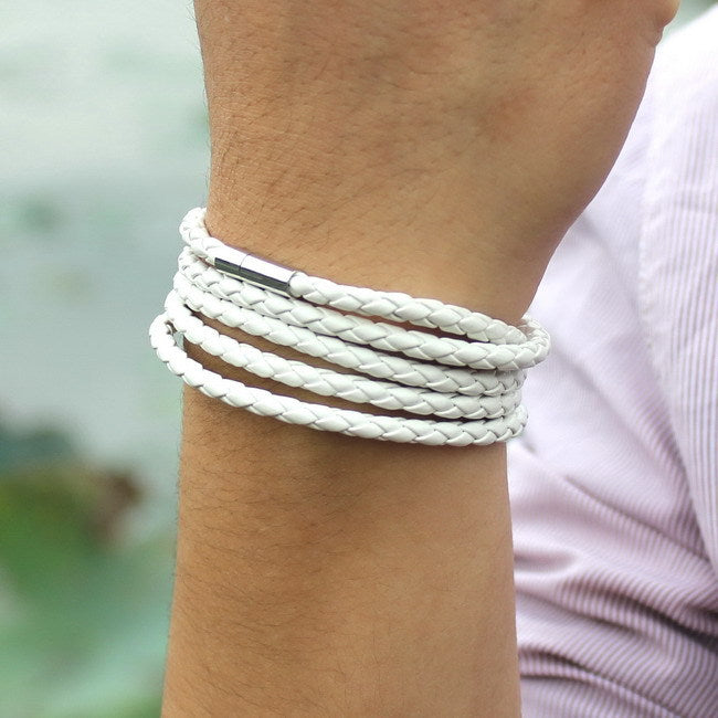 New Fashion  5 Layer Leather Round Rope Turn Buckle Bracelet