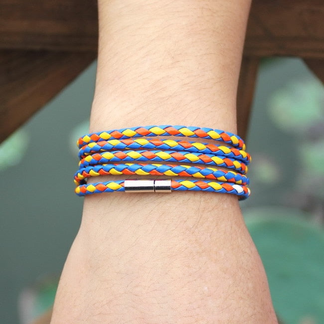 New Fashion  5 Layer Leather Round Rope Turn Buckle Bracelet