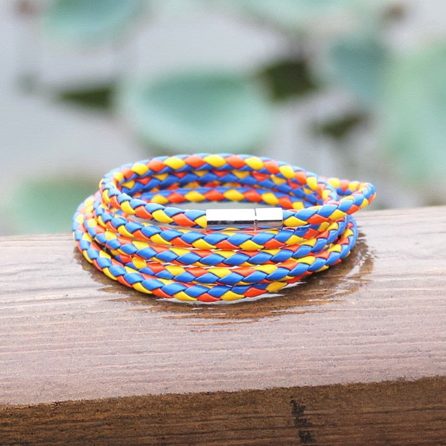 New Fashion  5 Layer Leather Round Rope Turn Buckle Bracelet