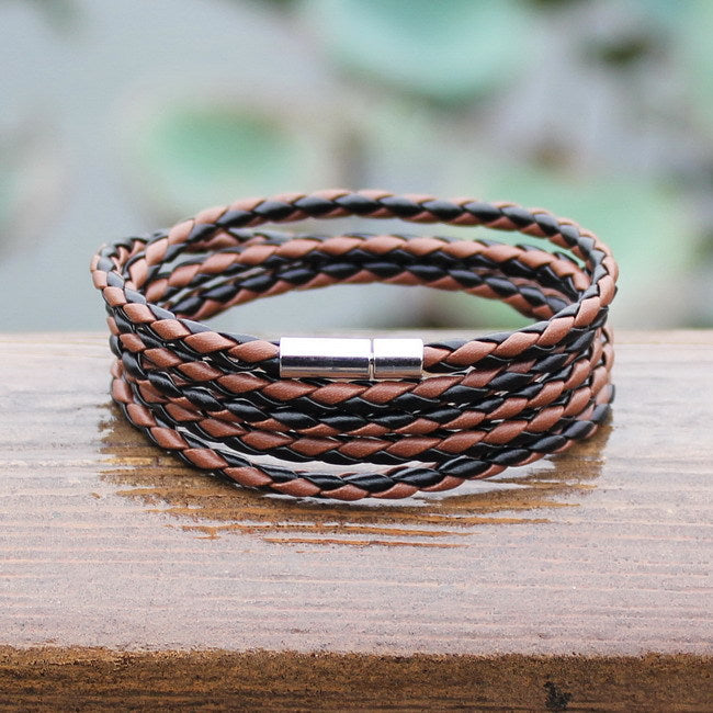 New Fashion  5 Layer Leather Round Rope Turn Buckle Bracelet