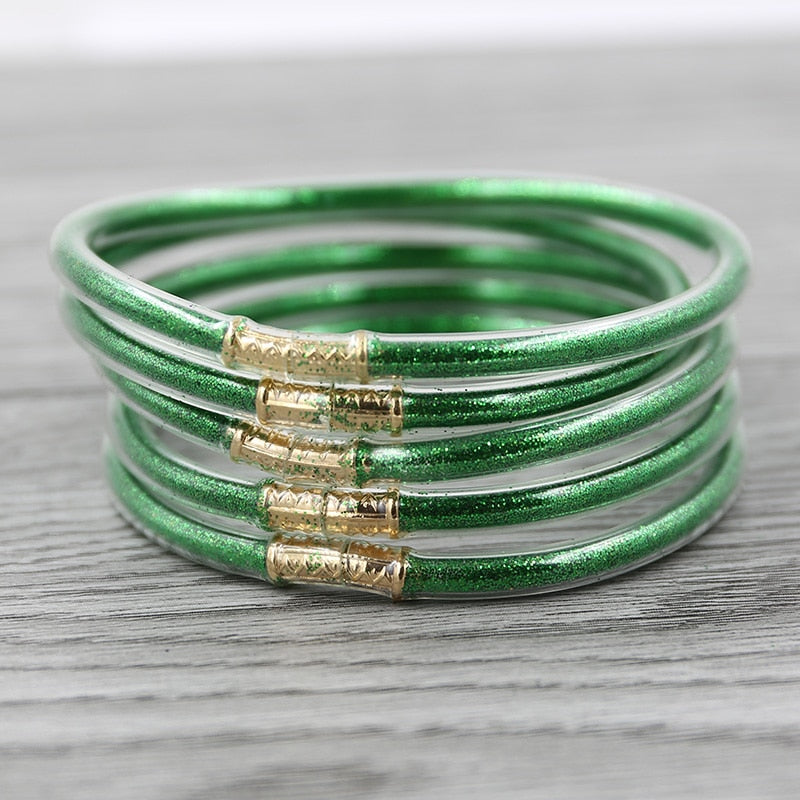 gold glitter jelly bangle  christmas bracelet