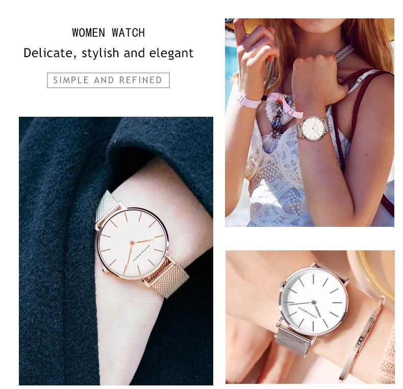 Fashion Steel Mesh Steel Waterproof  Sport Watch