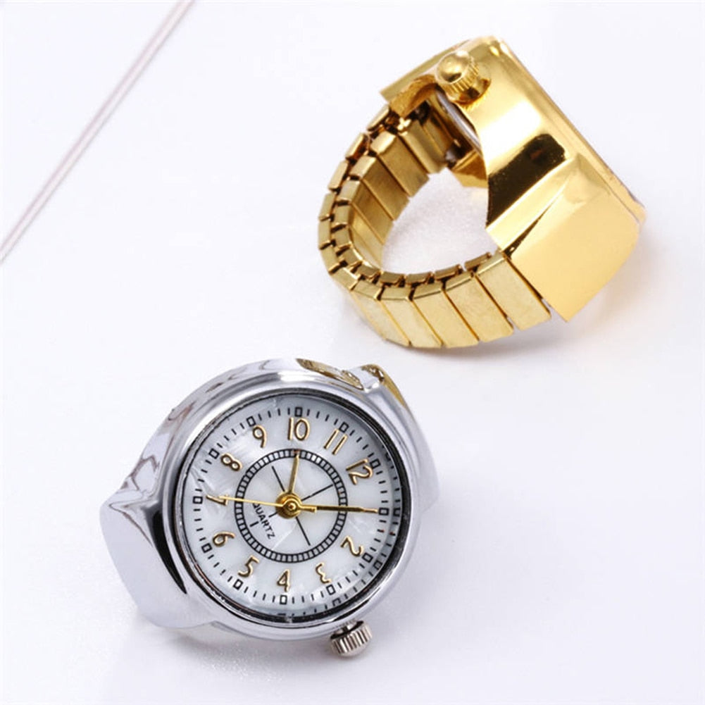 Round Dial Arabic Numerals Analog Quartz Ring Watches