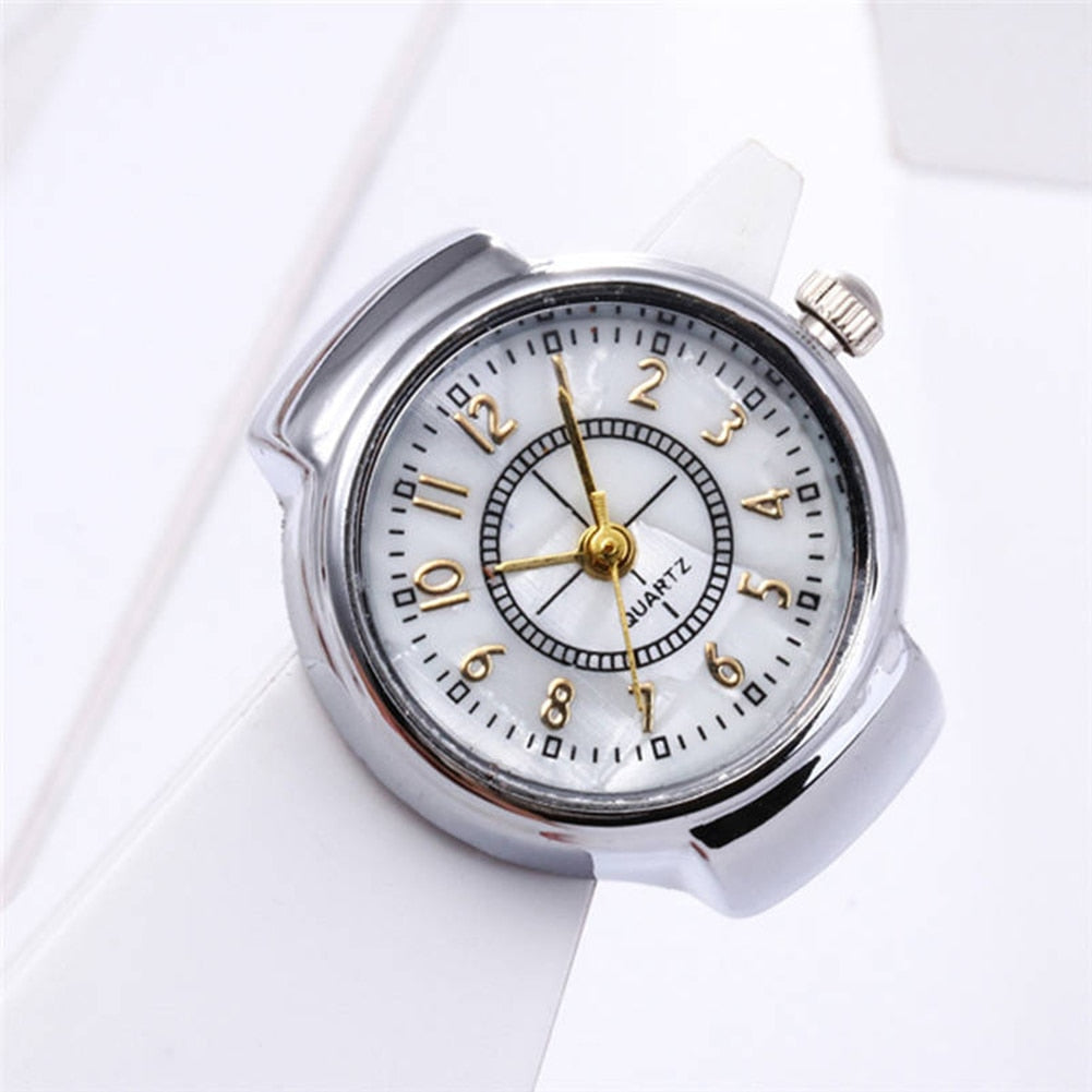 Round Dial Arabic Numerals Analog Quartz Ring Watches