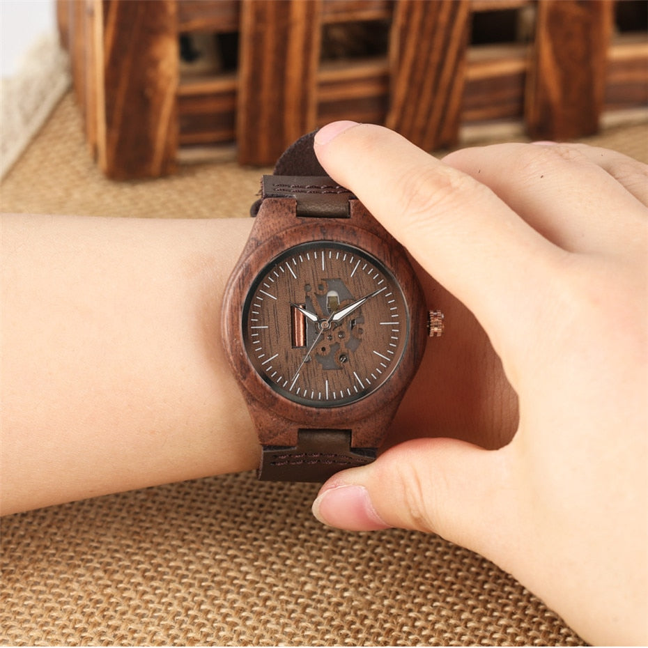 Coffee Brown Lovers Wood Watch