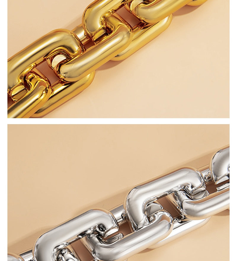 Exaggerated Geometric Square Twisted Thick Link Chain Bracelet