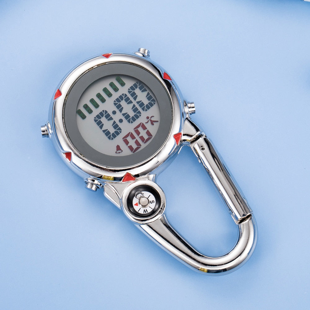 Clip-On Carabiner Pocket Watch Nurse Watch Multi-function Compass Bottle Opener