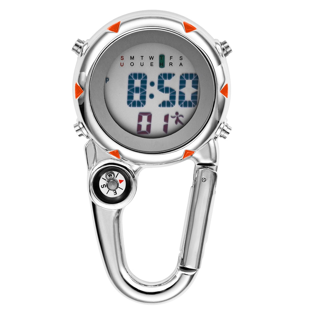 Clip-On Carabiner Pocket Watch Nurse Watch Multi-function Compass Bottle Opener