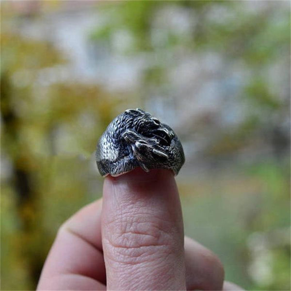 Cool Mens 316L Stainless Steel Wolves Ring Silver Color Wolf and She-Wolf Rings