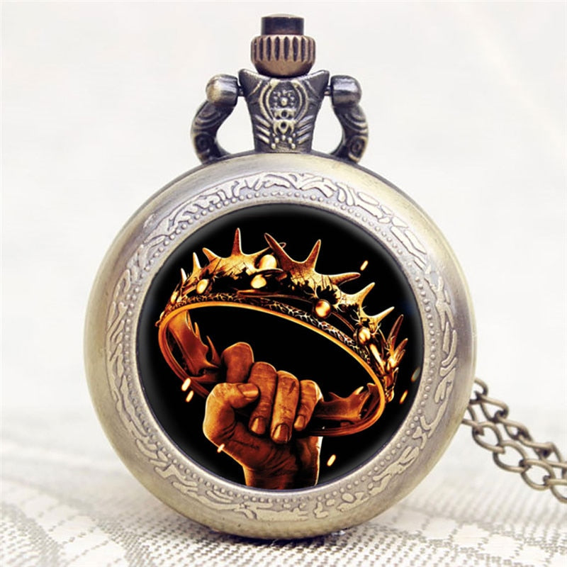 Unique Gifts Antique Grey/Bronze Wolf Design Quartz Necklace Pocket Watch