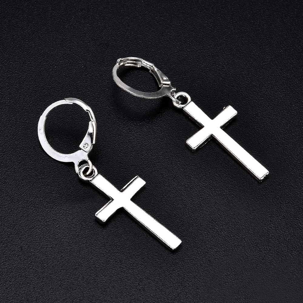 Fashion  Metal Hoop Cross Drop Dangle Ear Studs Earrings