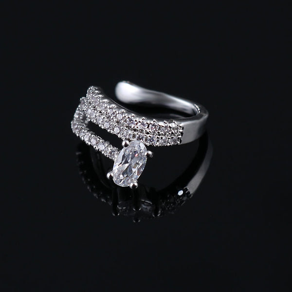 Fashion Tiny Charm Women Water Drop Ear Cuff AAA Square White Cubic Zirconia Clip Earrings