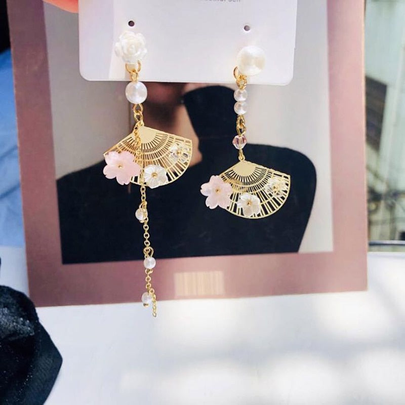 s925 fan pendant earrings