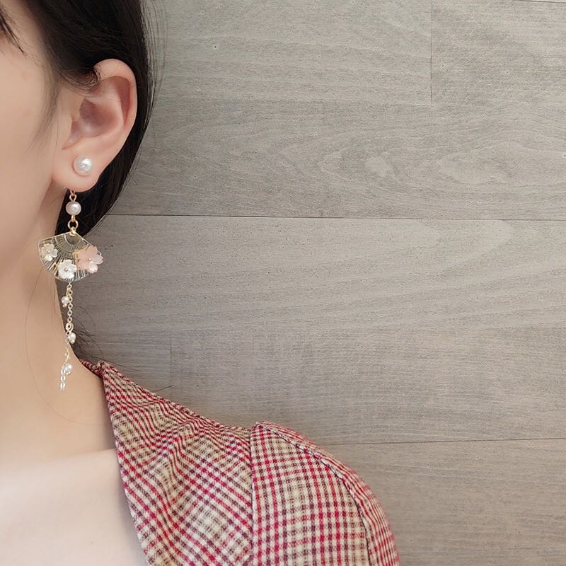 s925 fan pendant earrings