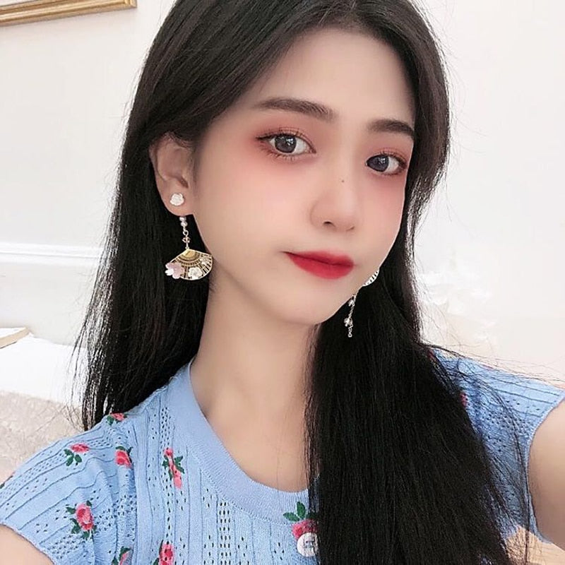 s925 fan pendant earrings