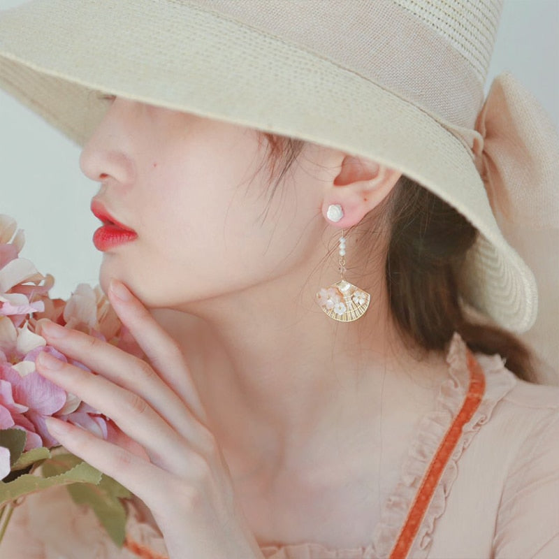 s925 fan pendant earrings