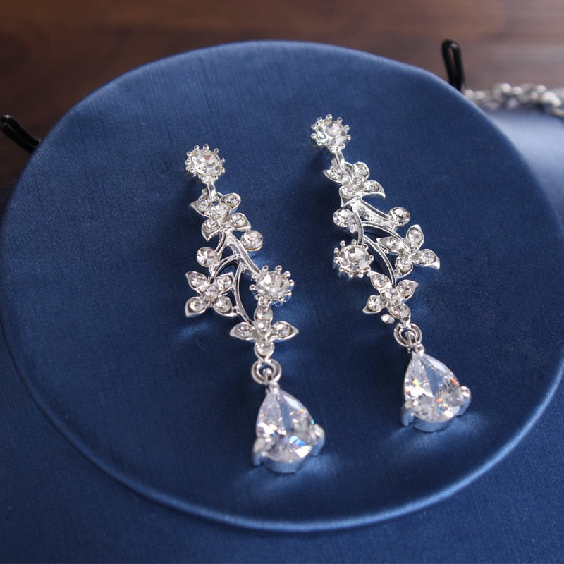 Luxury Bridal Tiaras Crown Leaf Wedding Jewelry Sets