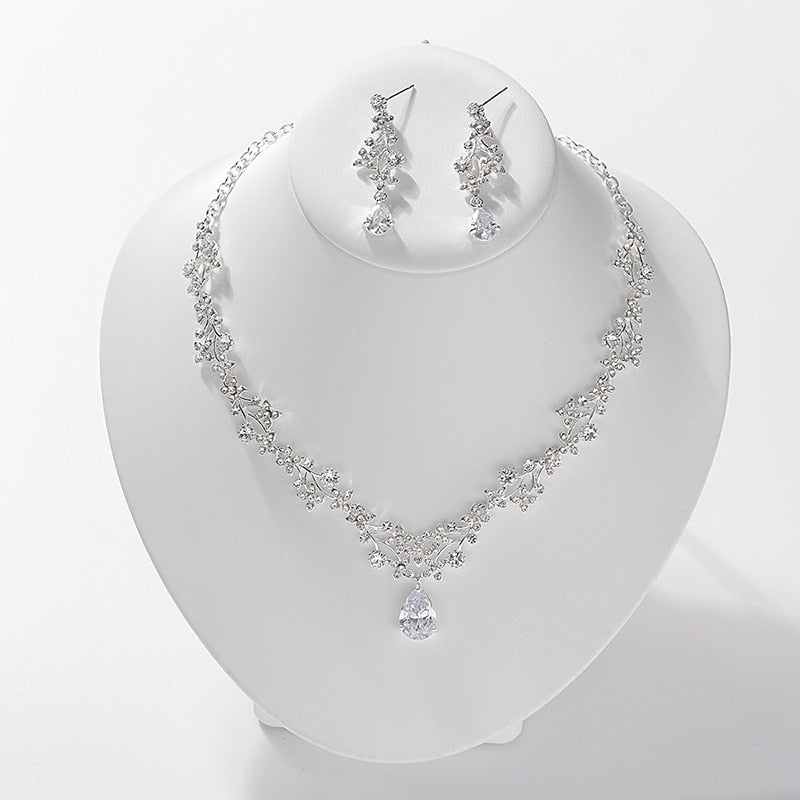 Luxury Bridal Tiaras Crown Leaf Wedding Jewelry Sets
