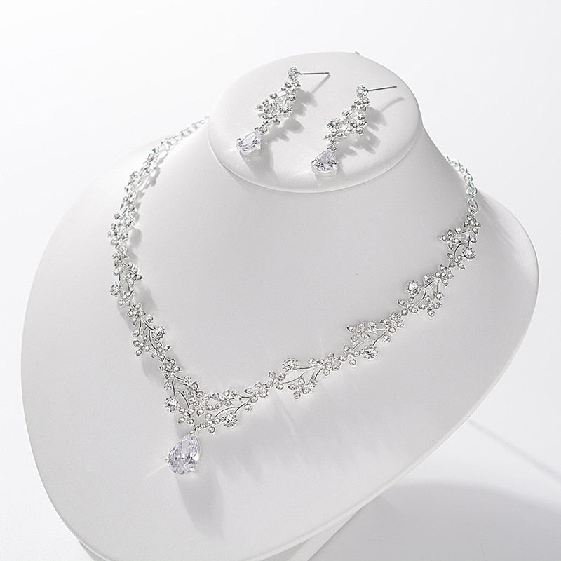 Luxury Bridal Tiaras Crown Leaf Wedding Jewelry Sets