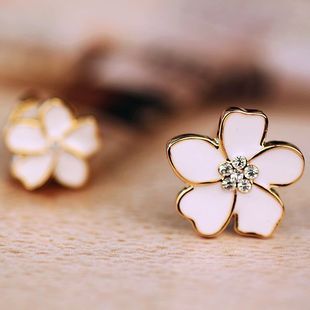 Korea Style Flower Shape Enamel Clip on Earrings