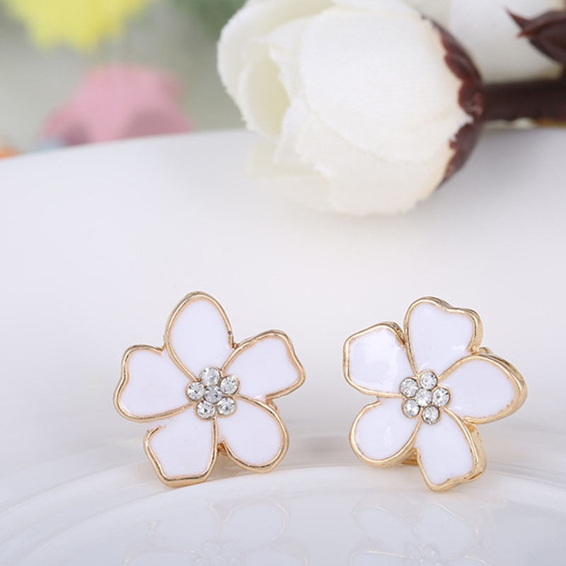 Korea Style Flower Shape Enamel Clip on Earrings