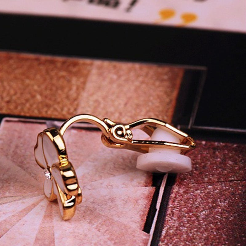 Korea Style Flower Shape Enamel Clip on Earrings