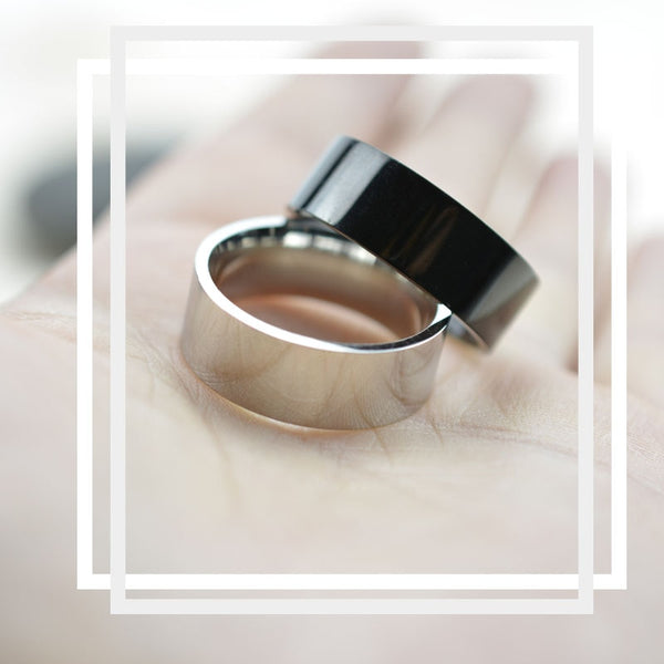 Anillo de acero inoxidable de 8 mm de ancho, anillos de pareja de acero de titanio de moda