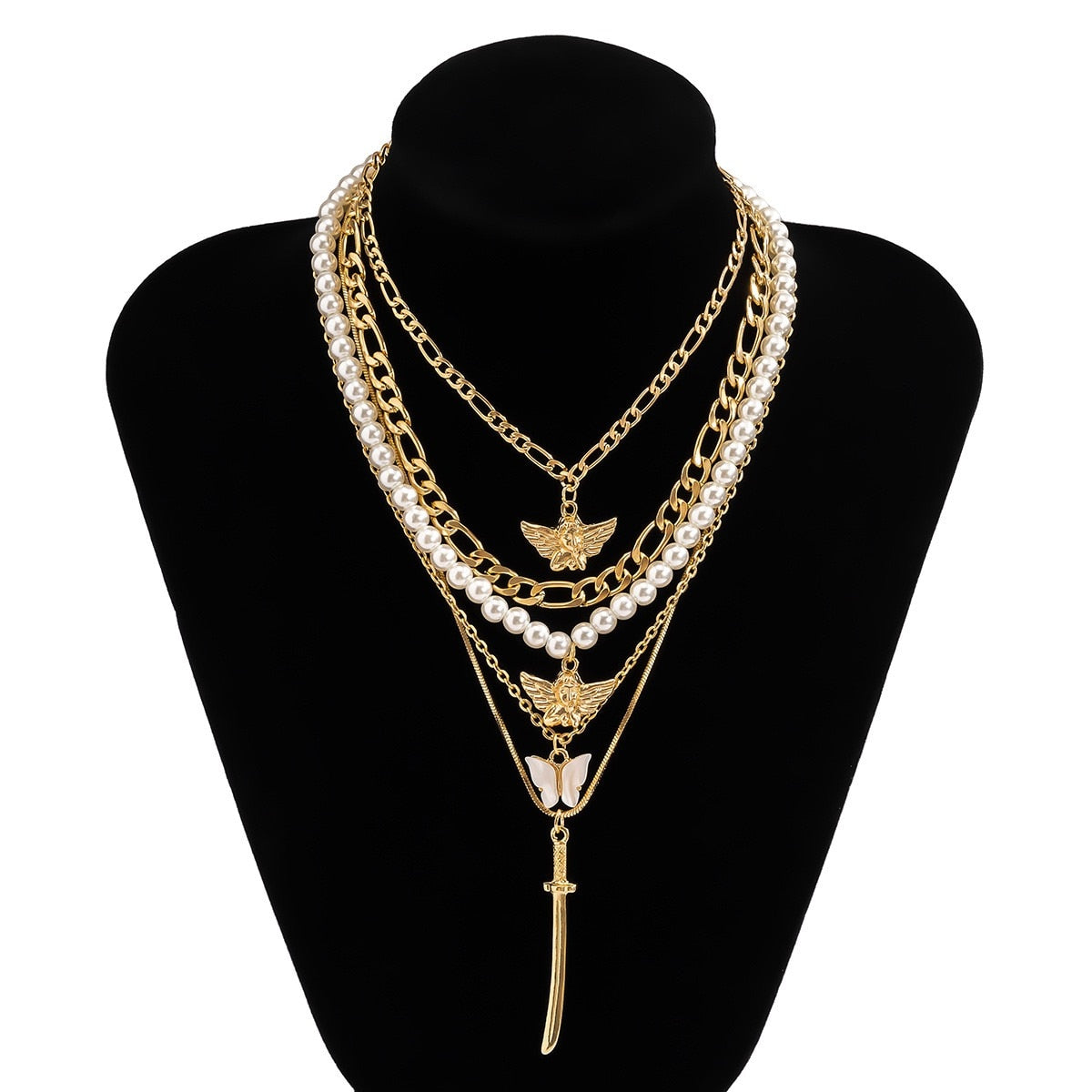 New 5 piece Set Of imitation Pearl Chain Pendant