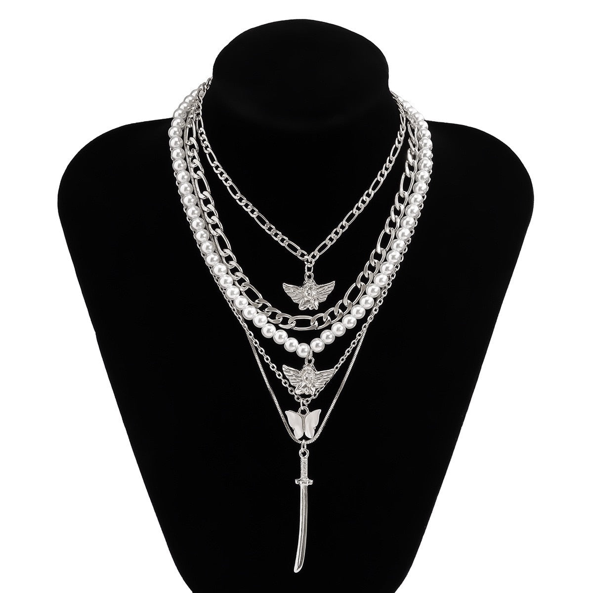 New 5 piece Set Of imitation Pearl Chain Pendant