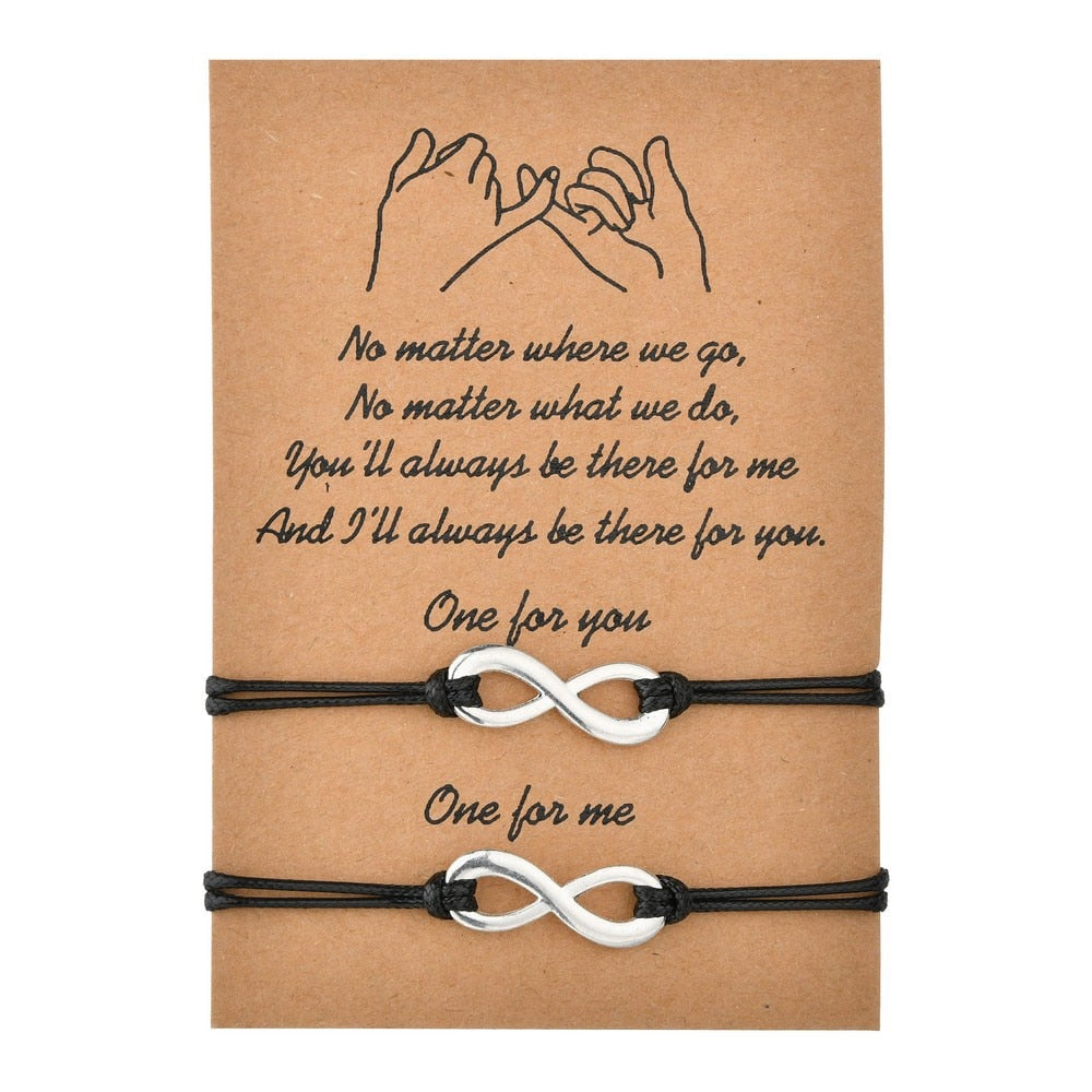 Vintage Silver Color Friendship Forever Charm Bracelets