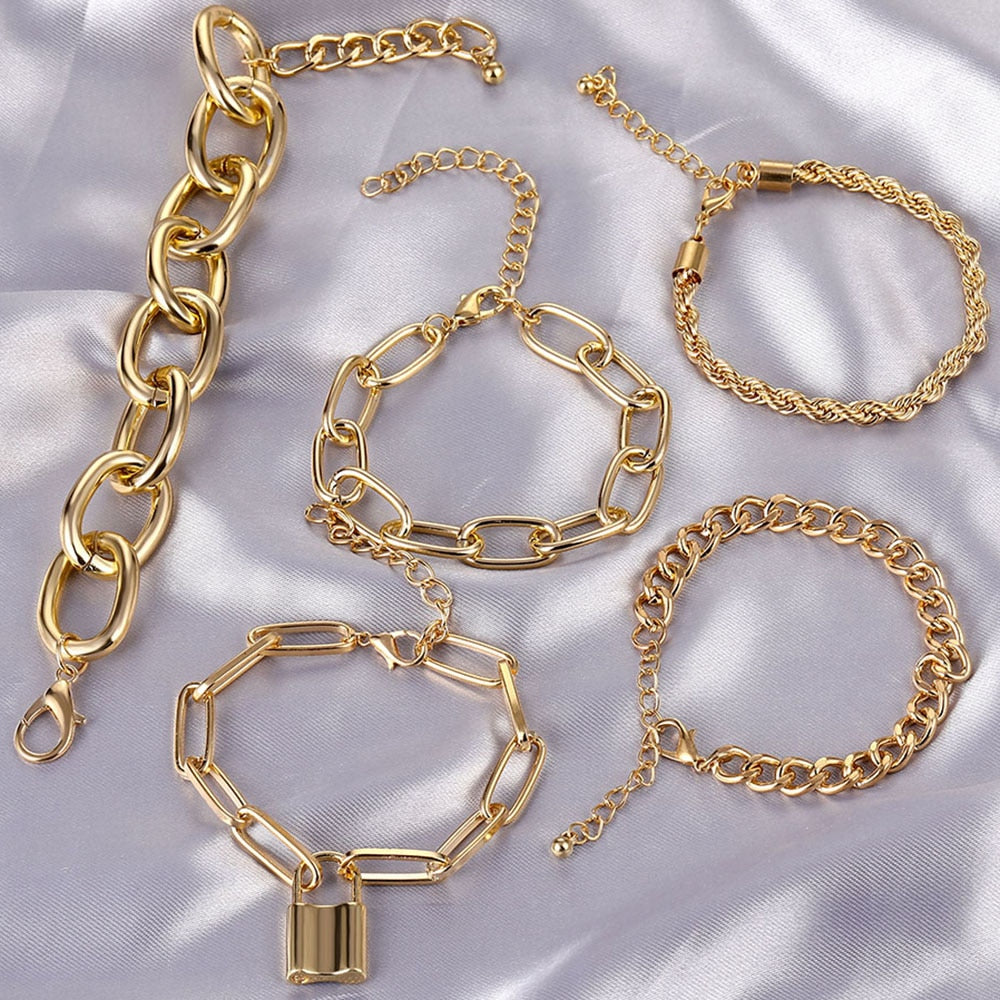 Punk Rock Thick Chain Bracelet for Women